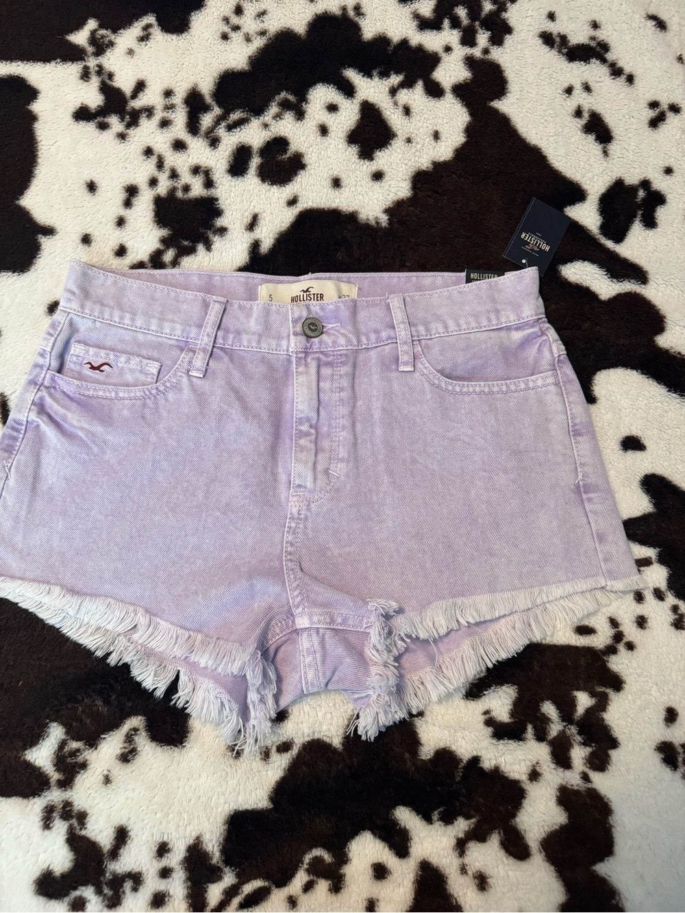 Hollister Lavender High-Rise Frayed Denim Shorts